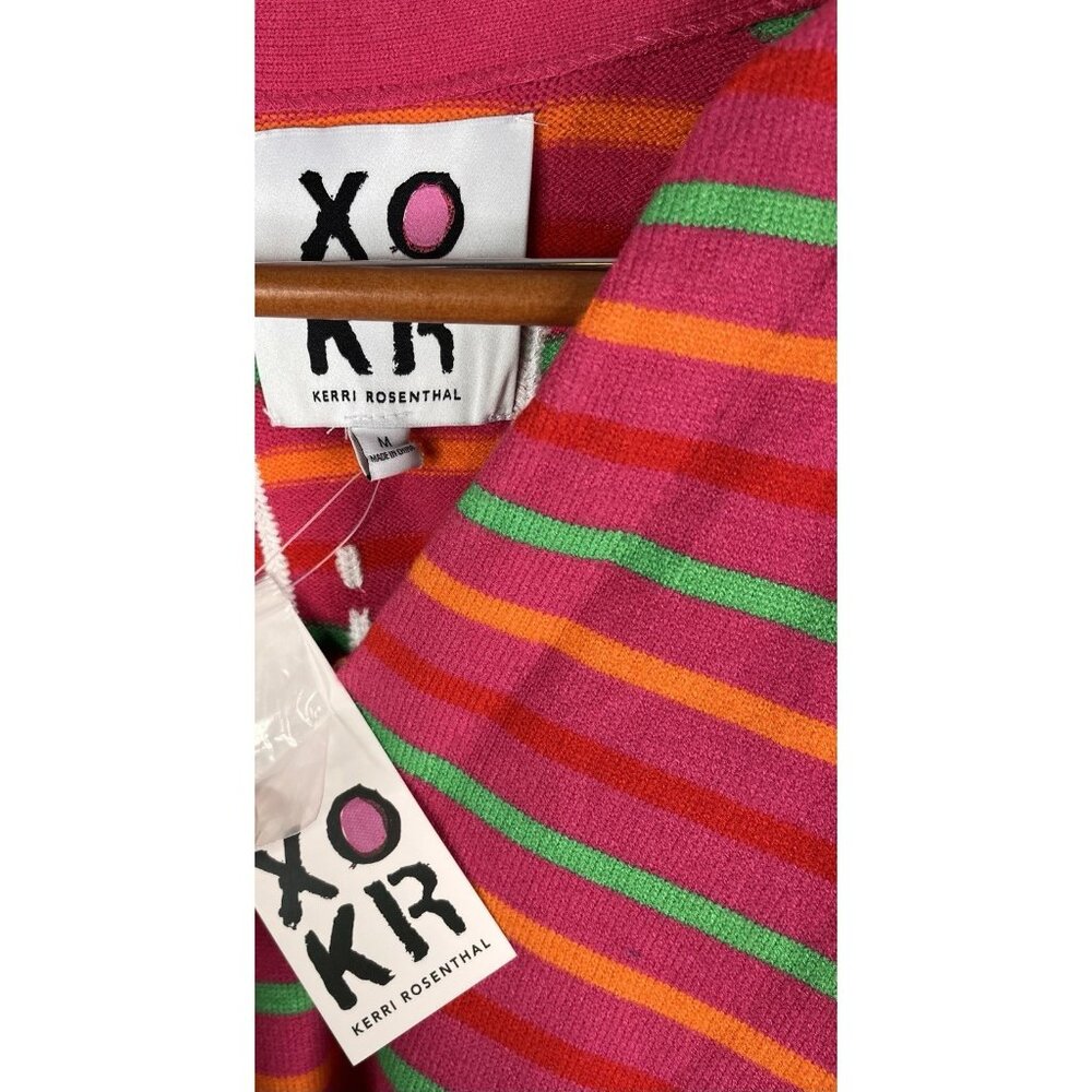 KERRI ROSENTHAL XOKR Women's Pink Stripe Embroidered Back Sweater NWT Medium - Picture 3 of 6